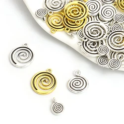 15/40pcs Creative Round Vortex Carved Charms Jewelry Making Spiral Design Accessories DIY Necklace Earrings Alloy Crafts Pendant