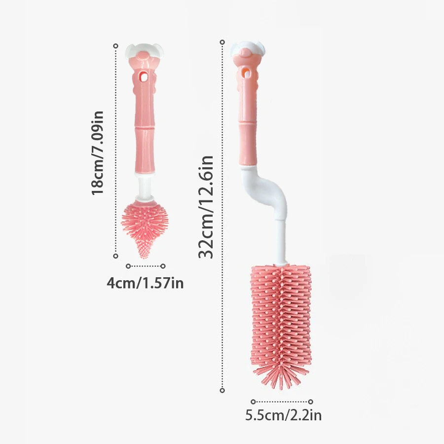 360 Degree Portable Silicone Cleaning Brush Set - Soft polypropylene handles for gentle scrubbing and easy cleaning,space saving