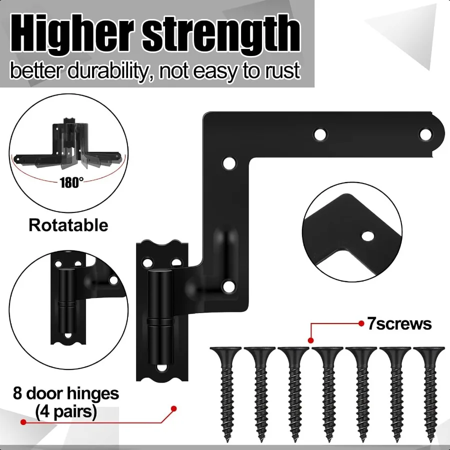 16 عبوة من 8 أزواج من مفصلات مصراع الصلب العمياء 11 16 بوصة مصراع الحديد المطاوع الأسود يرفع المفصلات القابلة للعكس للخدمة الشاقة