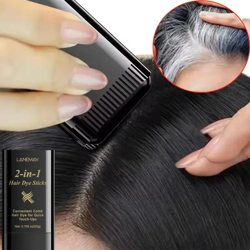 5 قطعة 2in1 عصا صبغ الشعر مع مشط أسود بني طويل الأمد تلوين الشعر المؤقت مغطاة الشعر الأبيض شعري القلم قابل للغسل #2