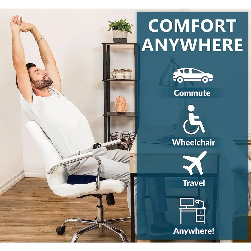 

Non-Slip Gel & Memory Foam Coccyx Seat Cushion Pain Relief for Office Chair Car Long Sitting Home Office Supply