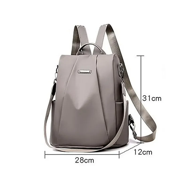 Mochila informal de nailon para mujer, bolso escolar de Color sólido con correa de hombro desmontable, a la moda