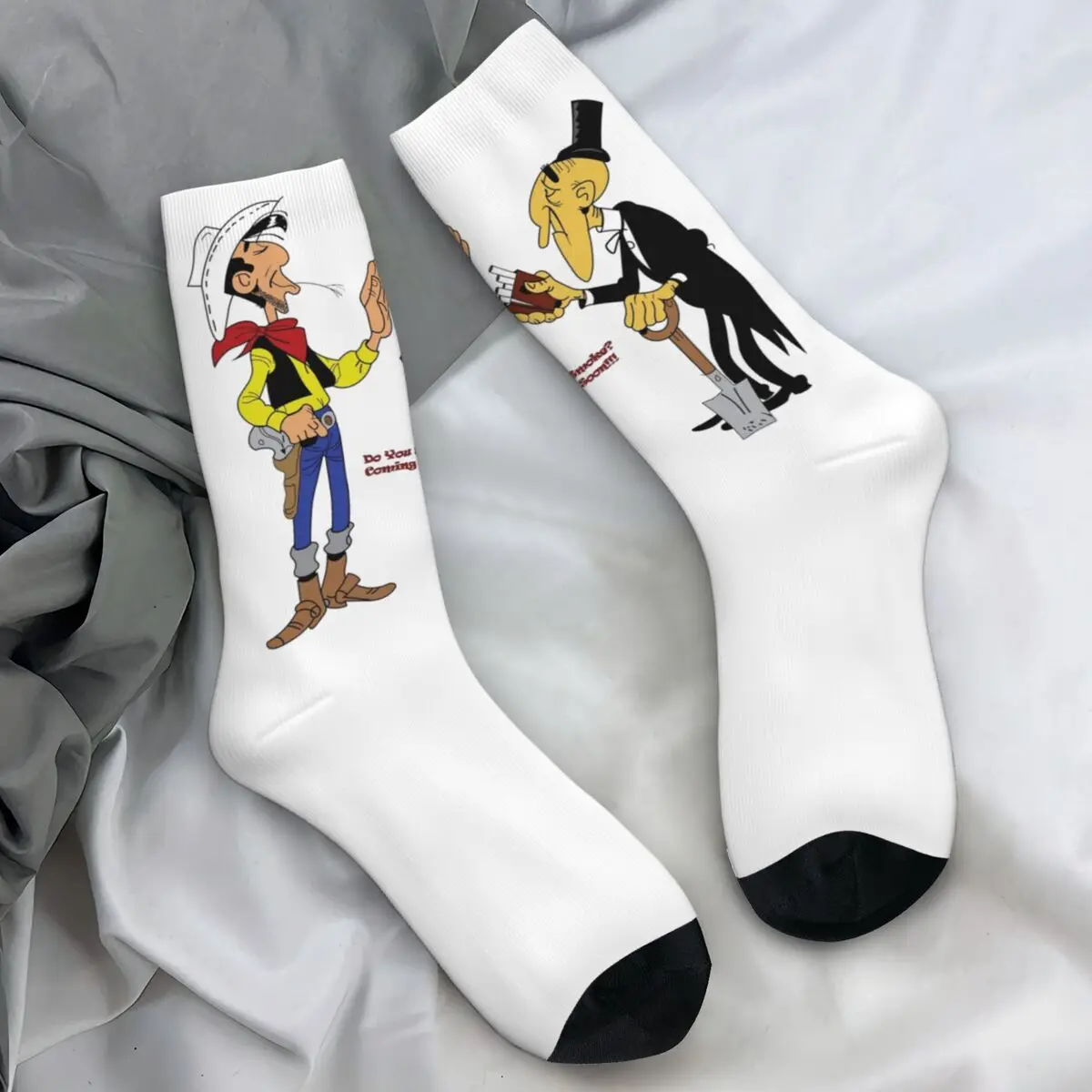 Lucky Luke Undertakers Chaussettes pour hommes, Chaussettes respirantes douces, Chaussettes coordonnantes, Motif coréen, Cyclisme, Printemps