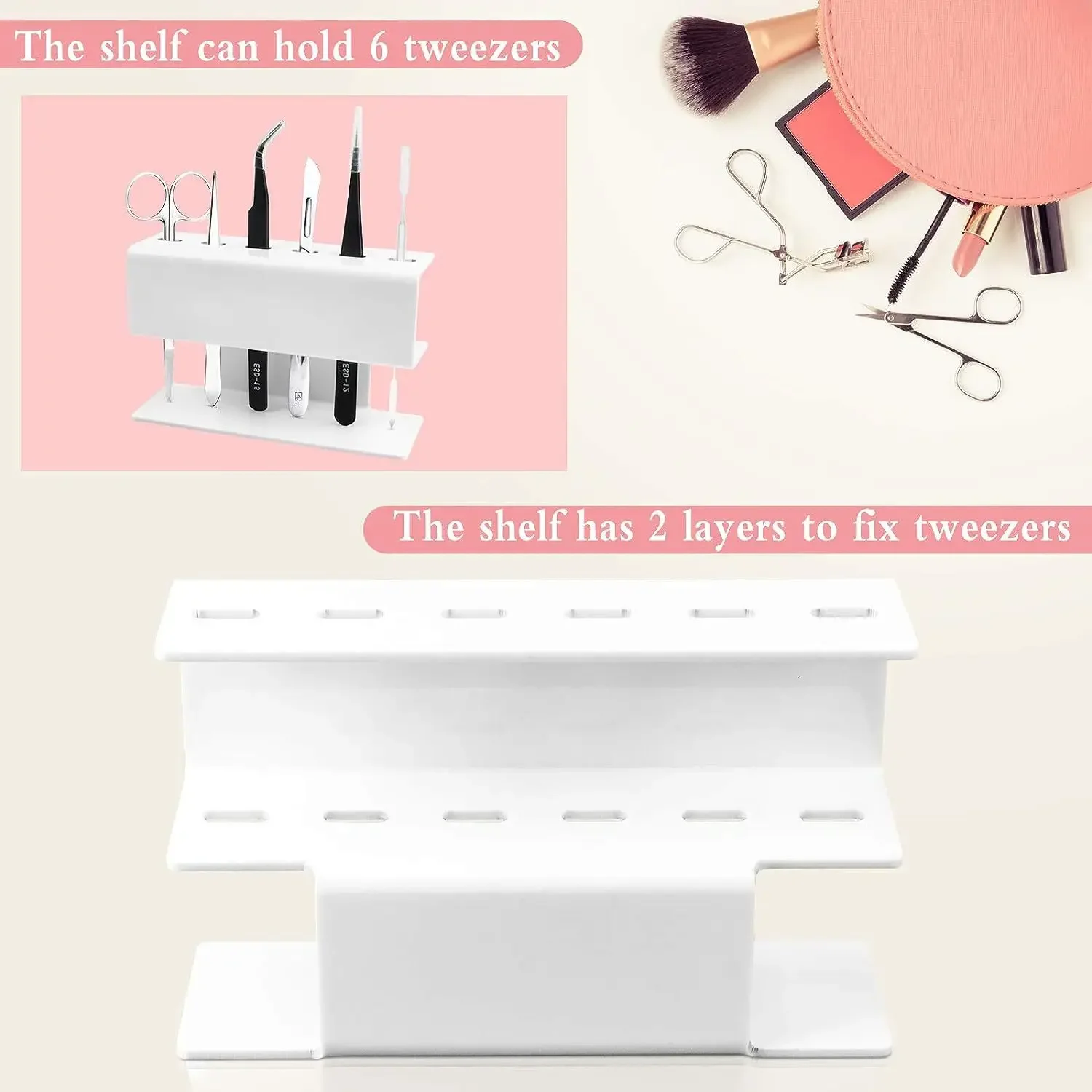 Eyelash Tweezers Storage Holder 6 Holes Rack Portable Tweezers Organizer Shelf Eyelash Extension Makeup Tool Acrylic Stand