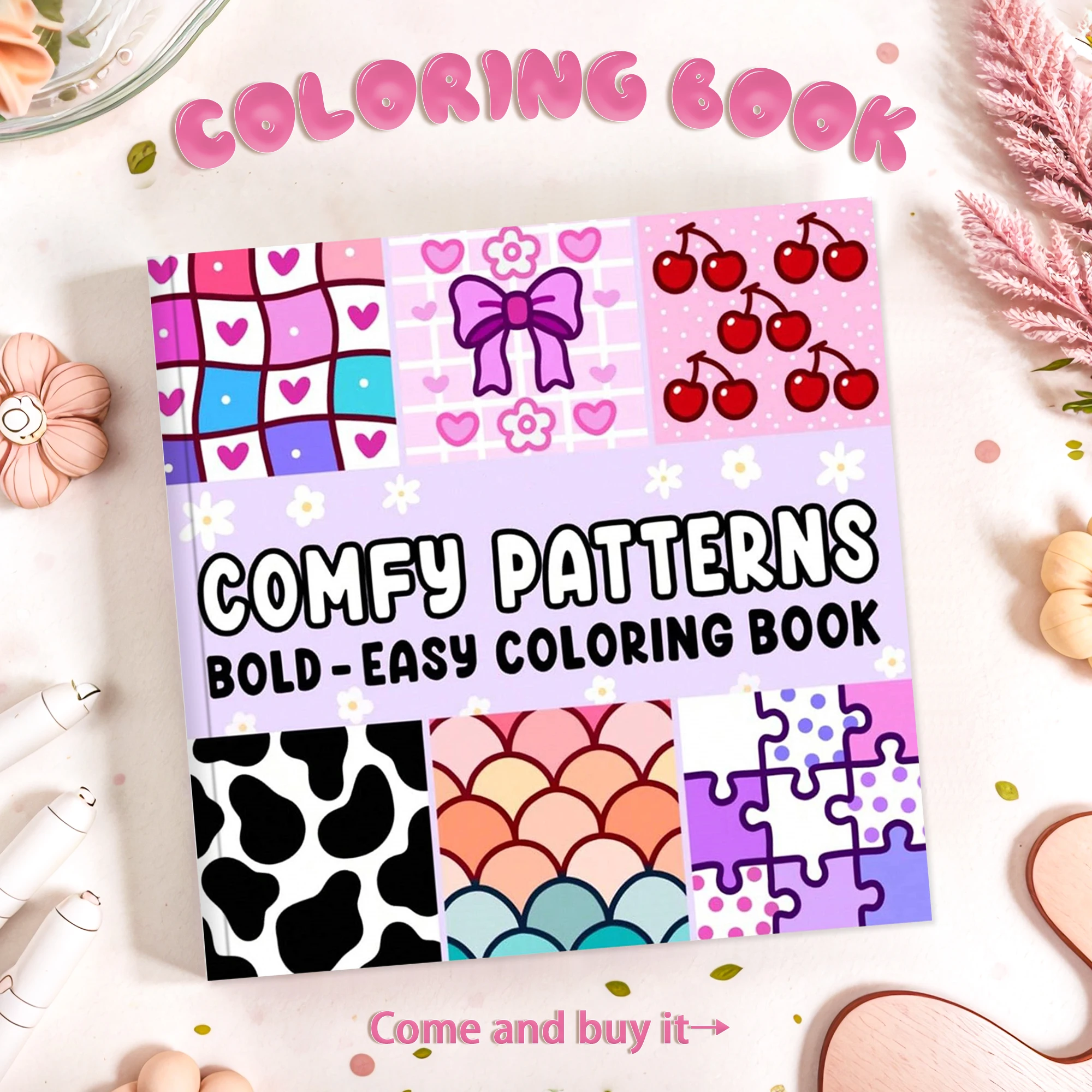 تشكيلة كتب التلوين للبالغين، فن إبداعي غريب الأطوار، تلوين سهل للوالدين - ممتعة للأطفال في المنزل