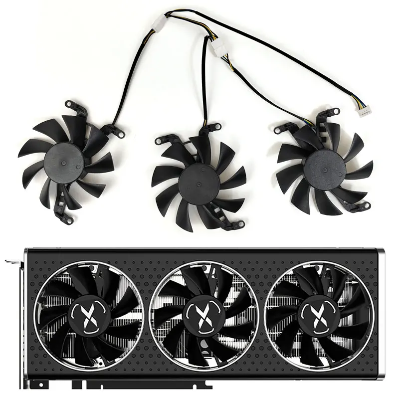 NEW 1LOT 75MM RX 6650 XT、RX 6600 XT GPU FAN，For XFX SPEEDSTER QICK308 RADEON RX 6650 XT、RX 6600 XT Graphics card cooling fan