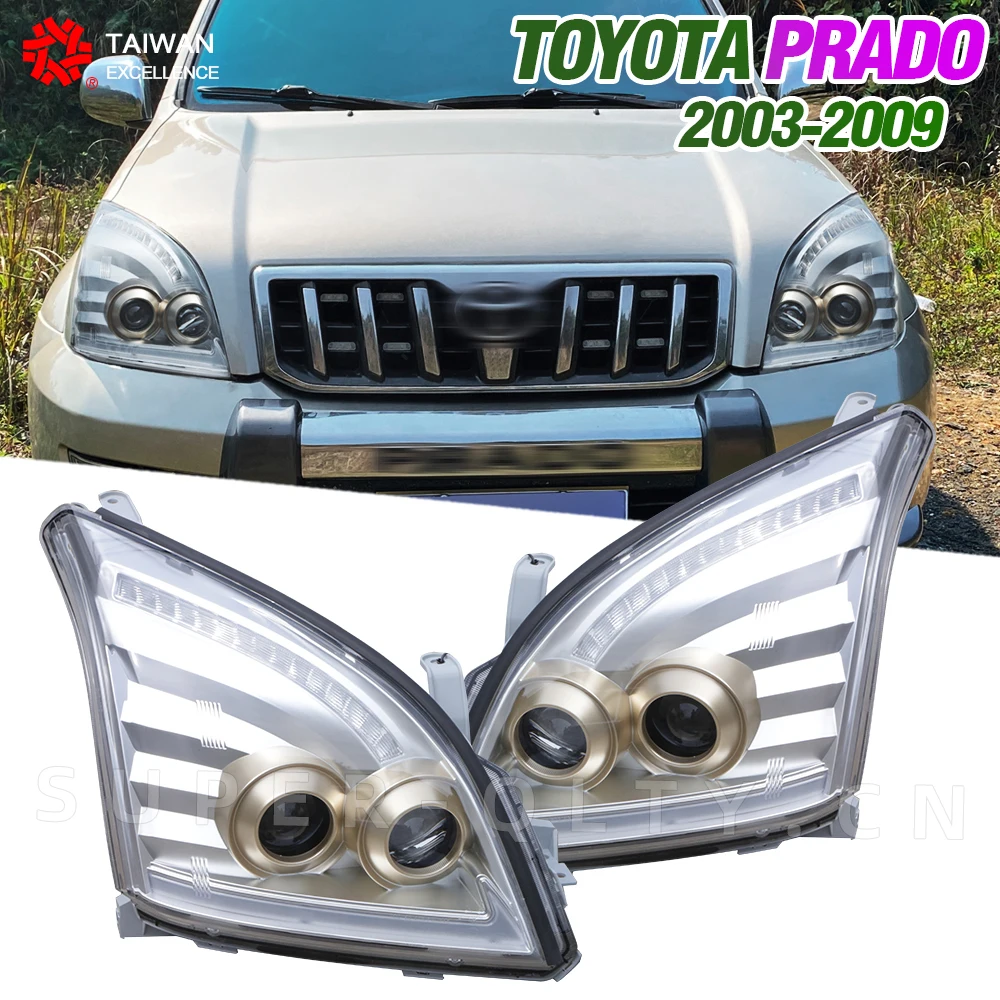 Eagle Eye 2 PCS Car Headlights For Toyota 2003-2009 Prado Land Cruiser ,LED Light For Whole Series With Daytime Running Light