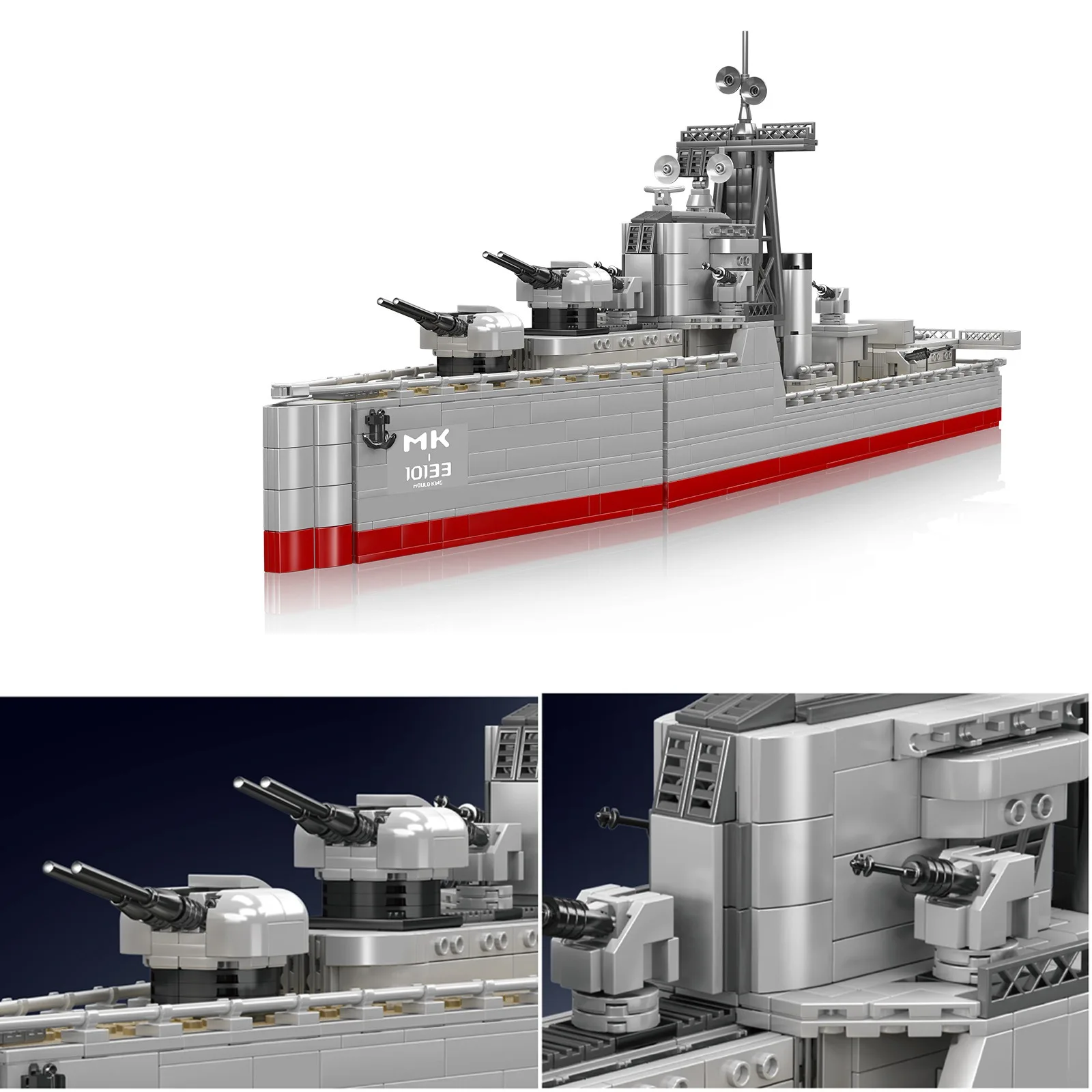 モールドキング 10133 戦艦駆逐艦 組み立てブロックセット - 1815ピース 大人＆ティーン向け軍艦モデル