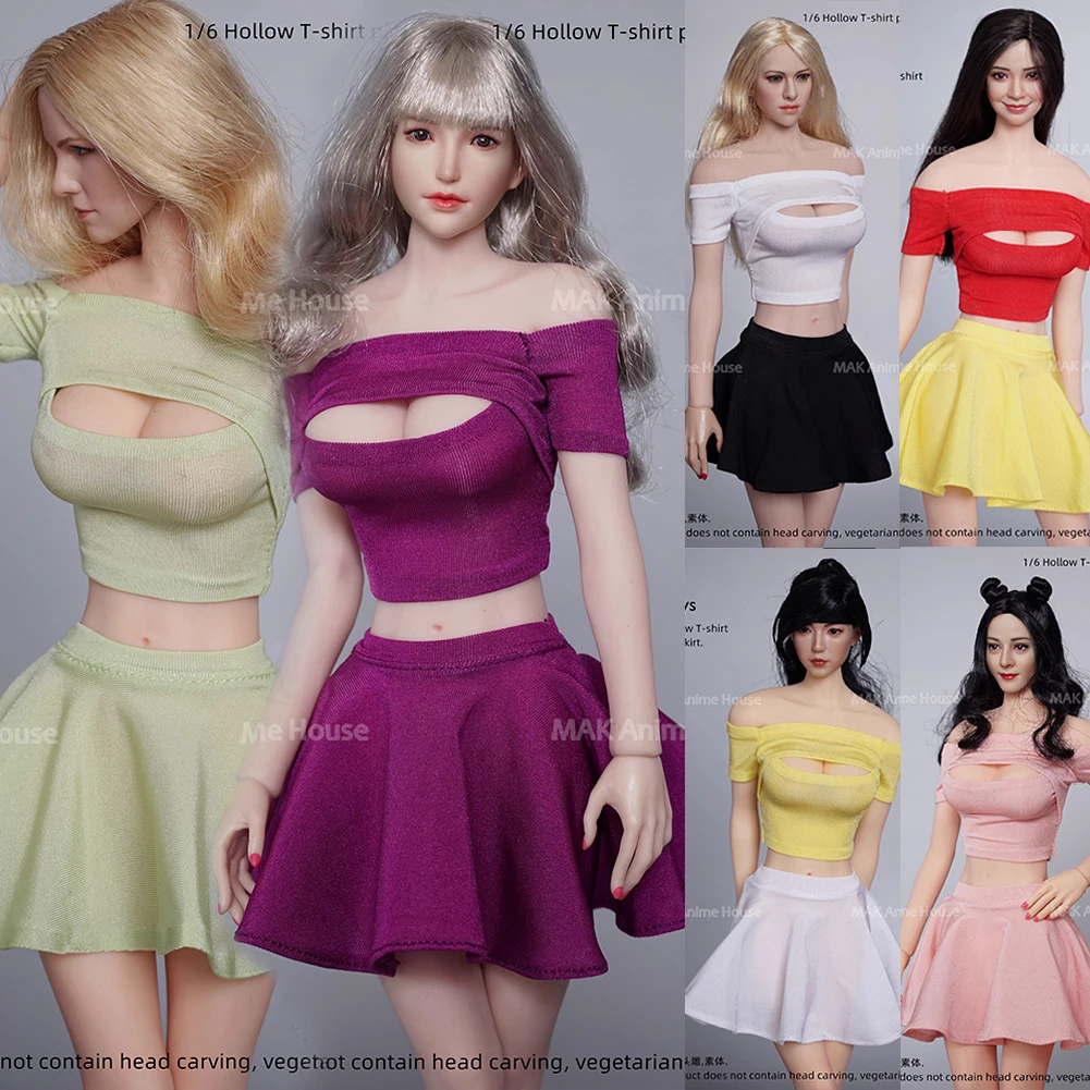 SA Toys SA017 1/6 الحلو مفتوح الصدر جوفاء تي شيرت مطوي تنورة دعوى الملابس صالح 12 ''TBL PH أنثى الجندي عمل الشكل دمية #1