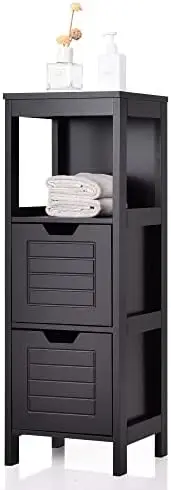 

Bathroom Floor Cabinet, Wooden Side Cabinet with Two Removable Drawers for Flexible Storing, Suitable for Bathroom, Living Room