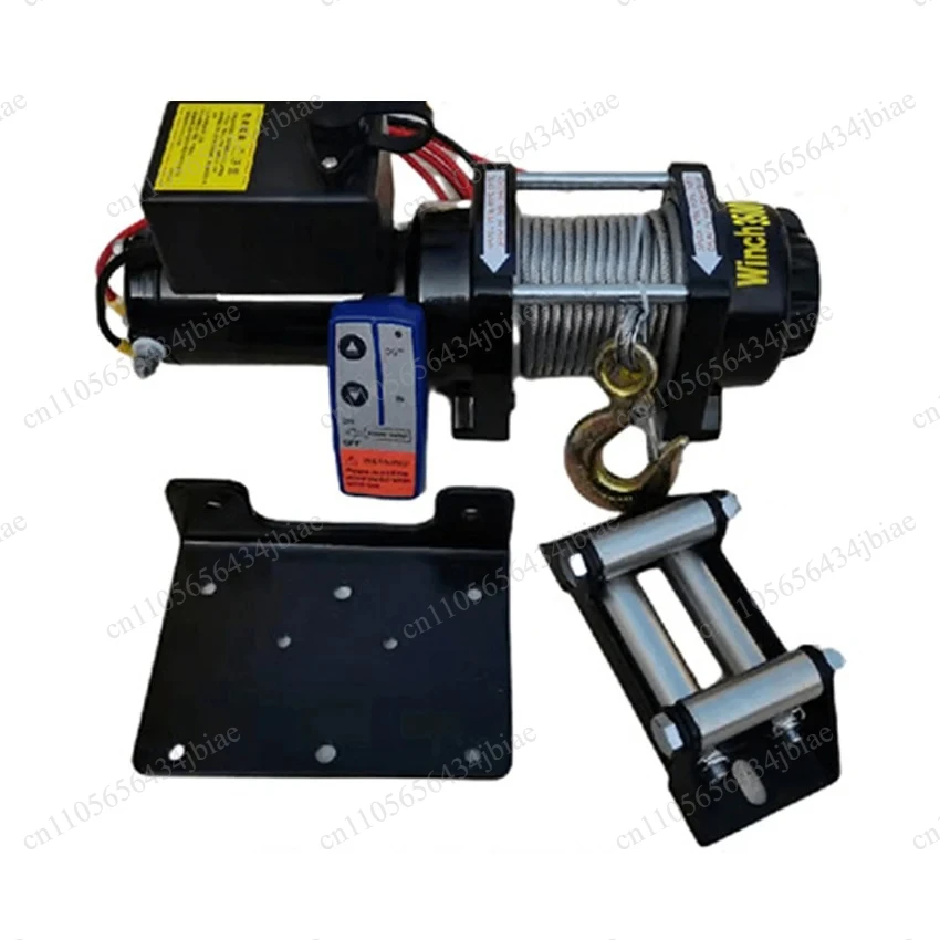 For Traction Portable Winch Car Trailer Truck Off Road with Wireless Control 12v/24v 3500 lbs Steel wire Rope Electric Winch