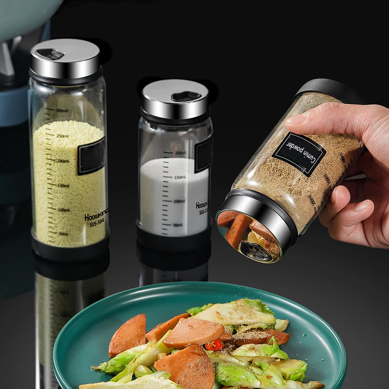 

Y-109 High Borosilicate Glass Seasoning Jar Sealed Box Household Transparent Rotating Spice Shakers Bottle Kitchen Accessories