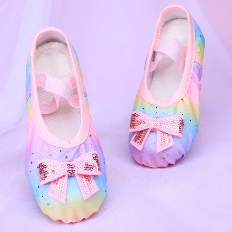 Zapatos de Ballet para niñas, zapatillas de baile para niños, suela suave de lona profesional, zapatos de baile de Ballet brillantes para niñas, Ballet femenino, Yoga, gimnasio, zapatos de baile