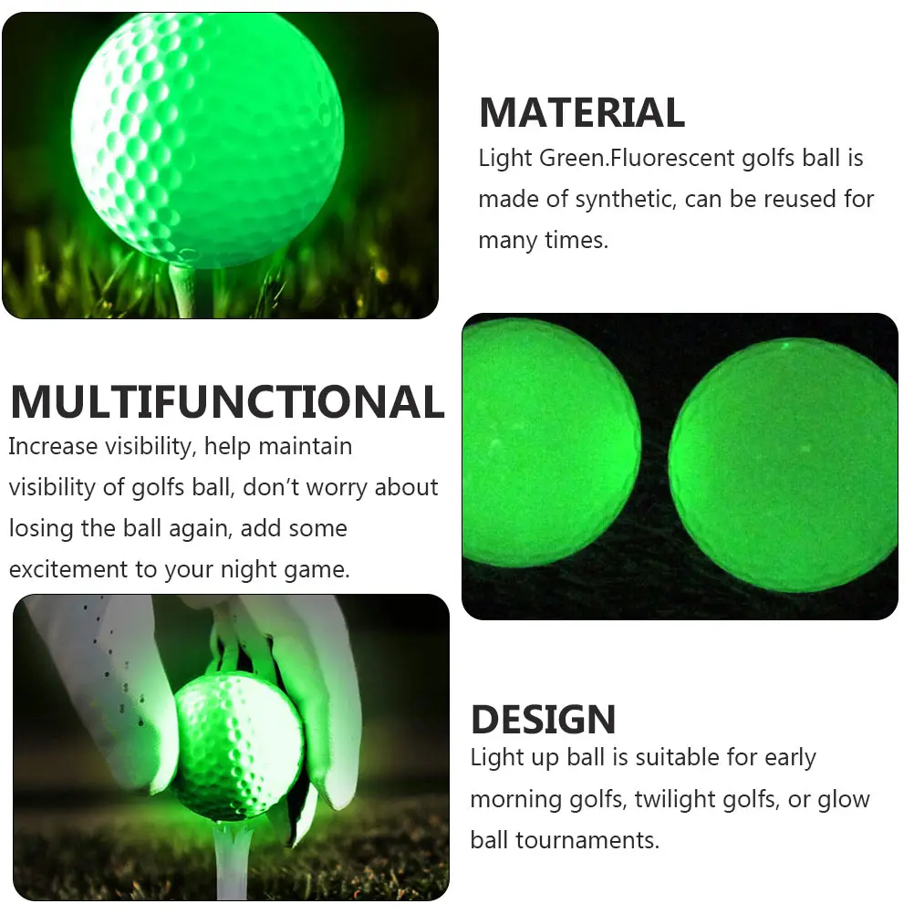 

6pcs 6 Fluorescent Golf Balls Night Practice Synthetic Rubber Reusable Glow Lighted Evening Twilight Tournaments Outdoor Golf