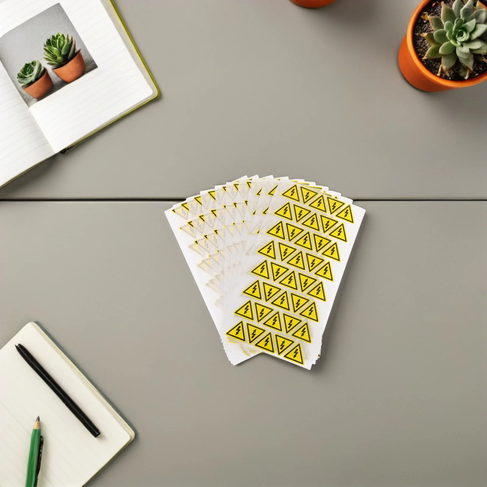 400Pcs Electrical Safety Stickers High Visibility Yellow Triangle Caution Labels Scratch Resistant for Equipment Panels Hazard