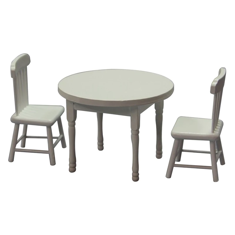 

1/12 Scale Doll House Miniature Round Table Chair Set Simulation Furniture Model For Doll House Decoration