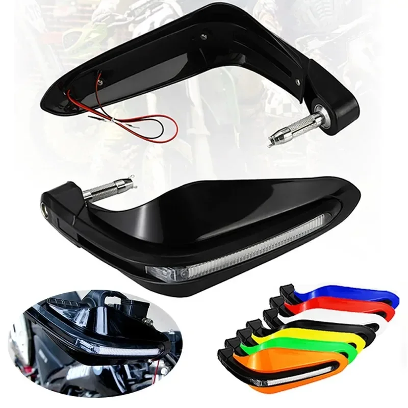 Motorcycle Hand Guard Shield Motorbike Turn Signal Lights Covers LED Flashing Waterproof Protector Dirt Bike Enduro Handguard