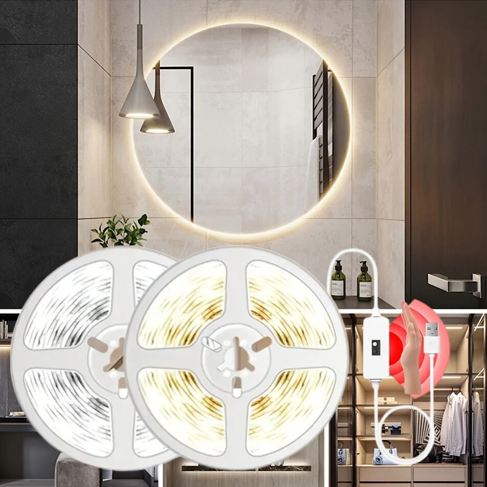 البوب LED قطاع ضوء اليد الاجتياح الاستشعار 5 فولت USB 2835 عكس الضوء ديود أضواء إضاءة خلفية للتلفاز اكليل مصباح كابينة ديكور المنزل Lighti #1
