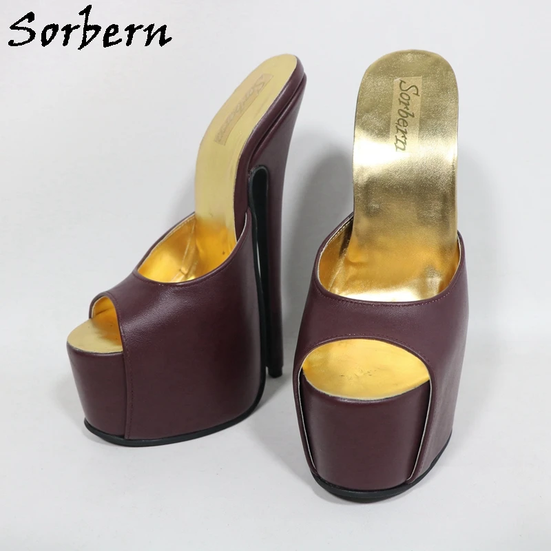 Sorbern مخصص النبيذ الأحمر النساء النعال المفتوحة تو منصة مخفية أحذية الصيف عالية الكعب 20 سنتيمتر الخناجر الشرائح الإناث #3