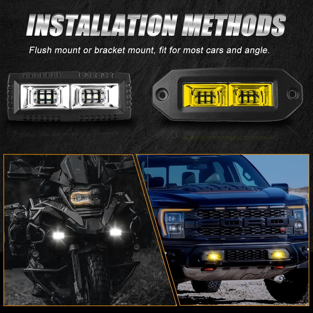 Luzes de trabalho de inundação led montagem embutida pods backup nevoeiro lâmpada 3000k 6000k iluminação de condução do carro para fora da estrada 4x4 captador caminhão suv utv rv