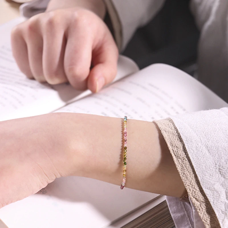 Ultra-Fine Rainbow Small Tourmaline Bracelet New Style Female Gradient Ins Niche Design Light Luxury Bracelet