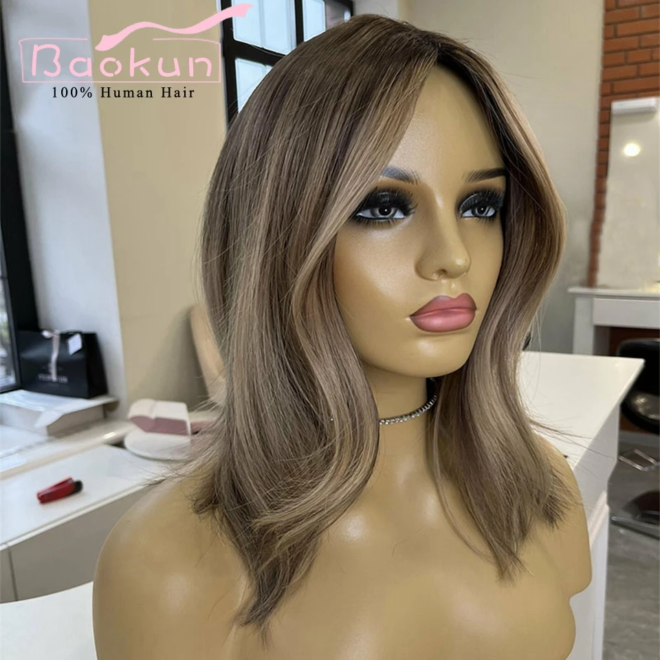 13x4 Short Wavy Ash Brown Highight Wig Human Hair Wigs Pre Plucked 13x6 HD Blonde Lace Front Wig Human Hair 360 Lace Frontal Wig