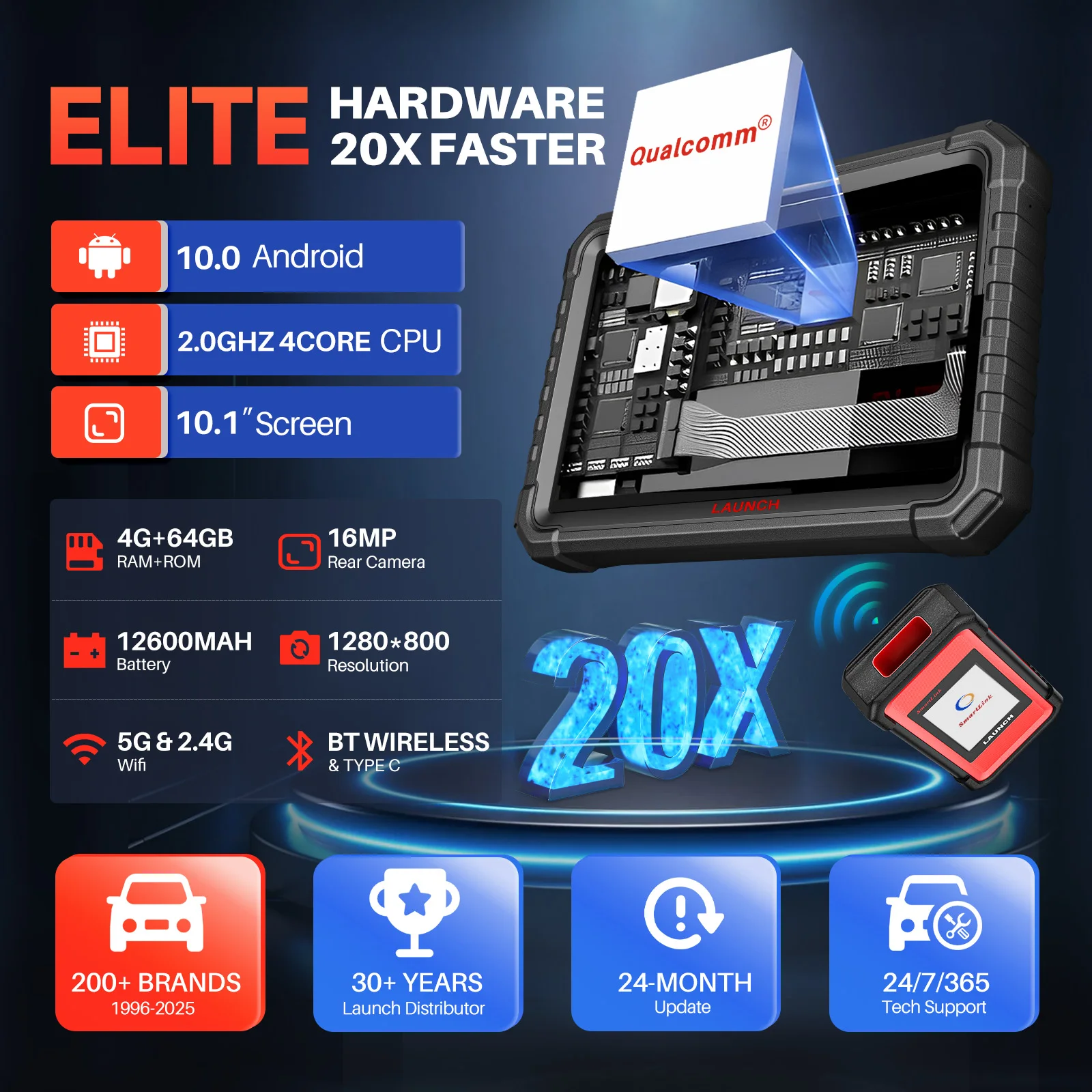 إطلاق X431 PRO3S + ELITE J2534 أداة إعادة البرمجة ECU ترميز طوبولوجيا جميع نظام أداة تشخيص السيارة ثنائي الاتجاه Obd2 الماسح الضوئي