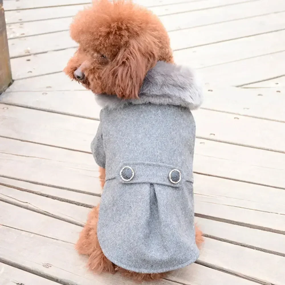 Winter Dog Clothes winter pet coat with a fur collar Jacket Coat Sweater Warm Padded Puppy Apparel for Small Medium Dogs Pets