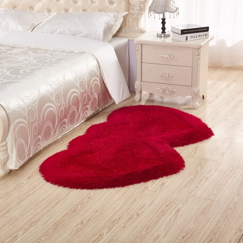 Heart shaped rug Romantic Valentine's Day Mat Bathroom Carpet Living Room Doormat Love Home Decoracion Non-slip Soft Fluffy