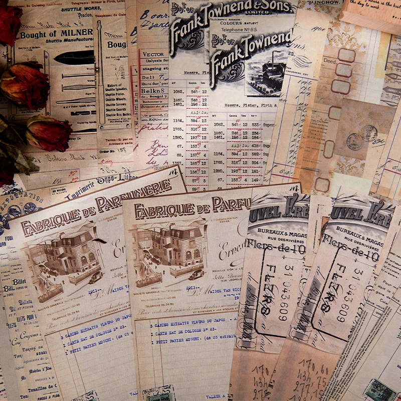 24 قطعة من سلسلة الطباعة العتيقة، مادة ورقية لسكرابوكينغ مثالية للمجلات الكولاجية، لوازم يدوية يدوية الصنع