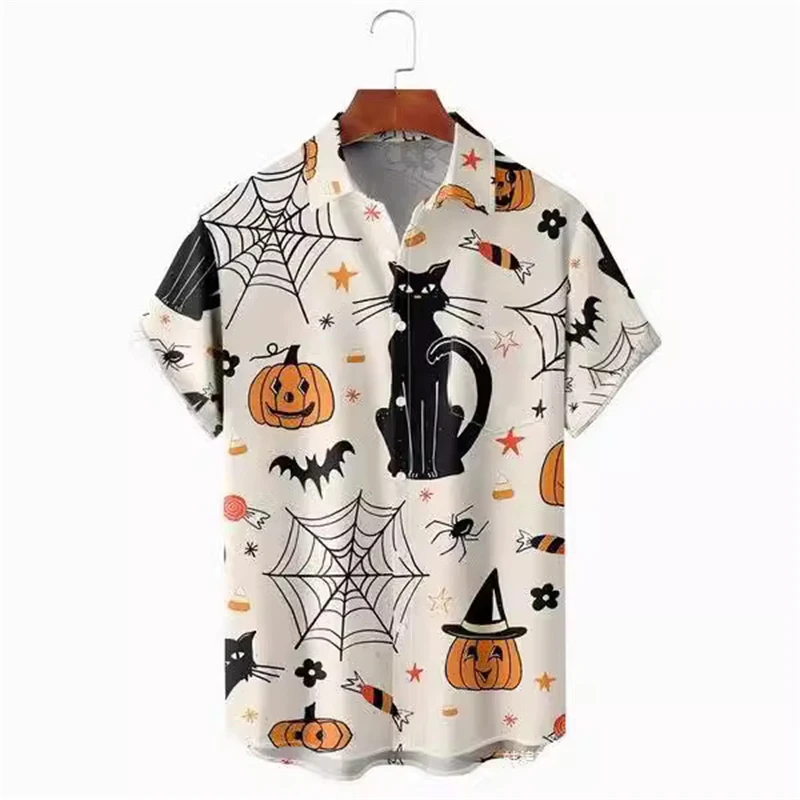 

Men's Halloween Shirt 3D Print Cool Party Shirts Hip Hop Oversize Men's Clothing Summer Beach Short Sleeve disfraz halloween