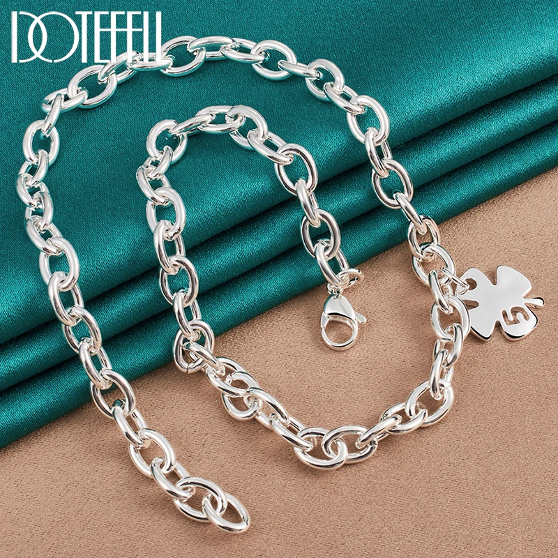 

DOTEFFIL 925 Sterling Silver 18 Inch Chain Four Leaves Clover Pendant Necklace For Women Man Wedding Engagement Fashion Jewelry