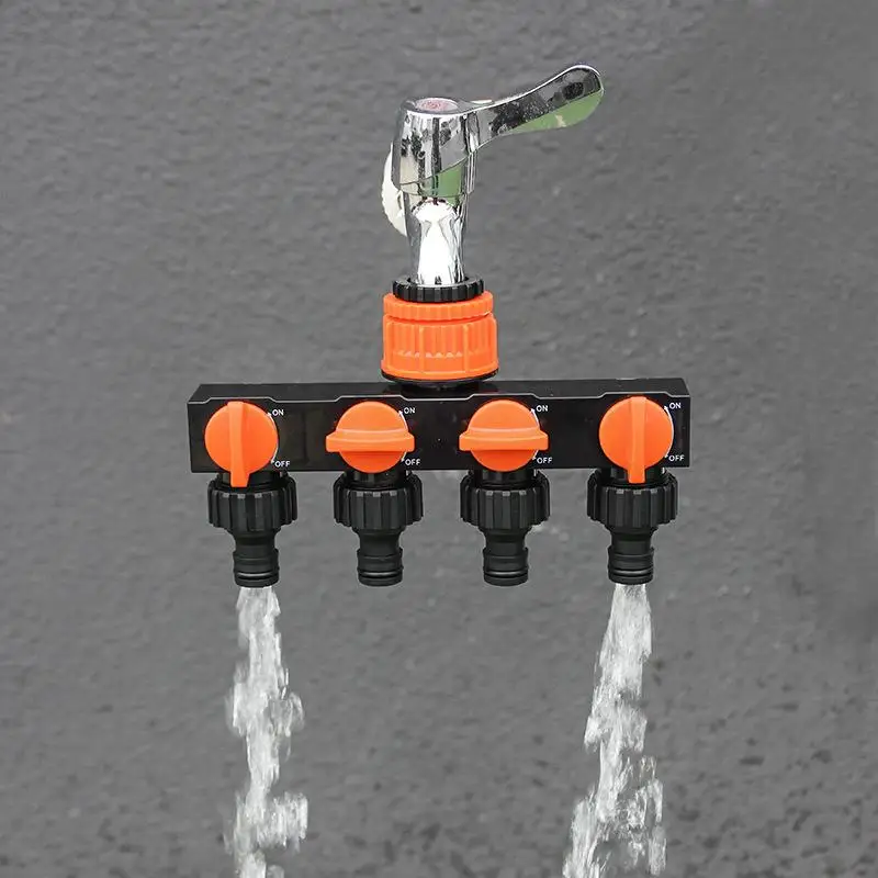 (BF06) Robinet de jardin 4 voies pour irrigation goutte à goutte, répartiteur de tuyau d'eau, vanne d'irrigation à 4 voies, connecteur rapide femelle