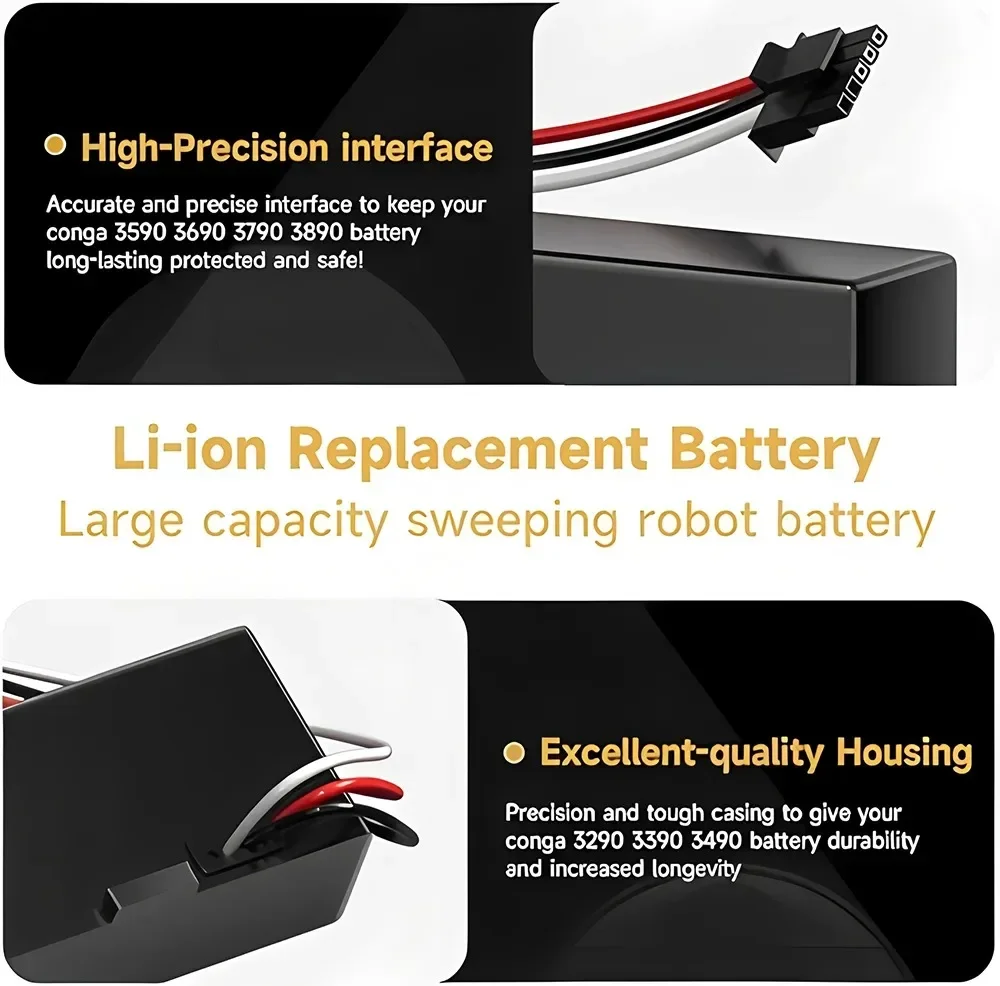 

14.8V 3500mAh 18650 4S1P Replacement Li-ion Battery for Xiaomi Mijia Mi Robot Vacuum-Mop P STYTJ02YM Sweeping Mopping Robot