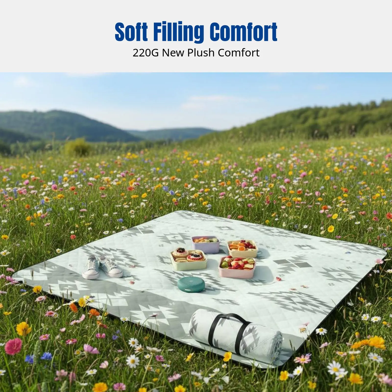 

Плед для кемпинга и пикника, водонепроницаемый уличный коврик, утолщенный и портативный, легко хранить, для нескольких человек