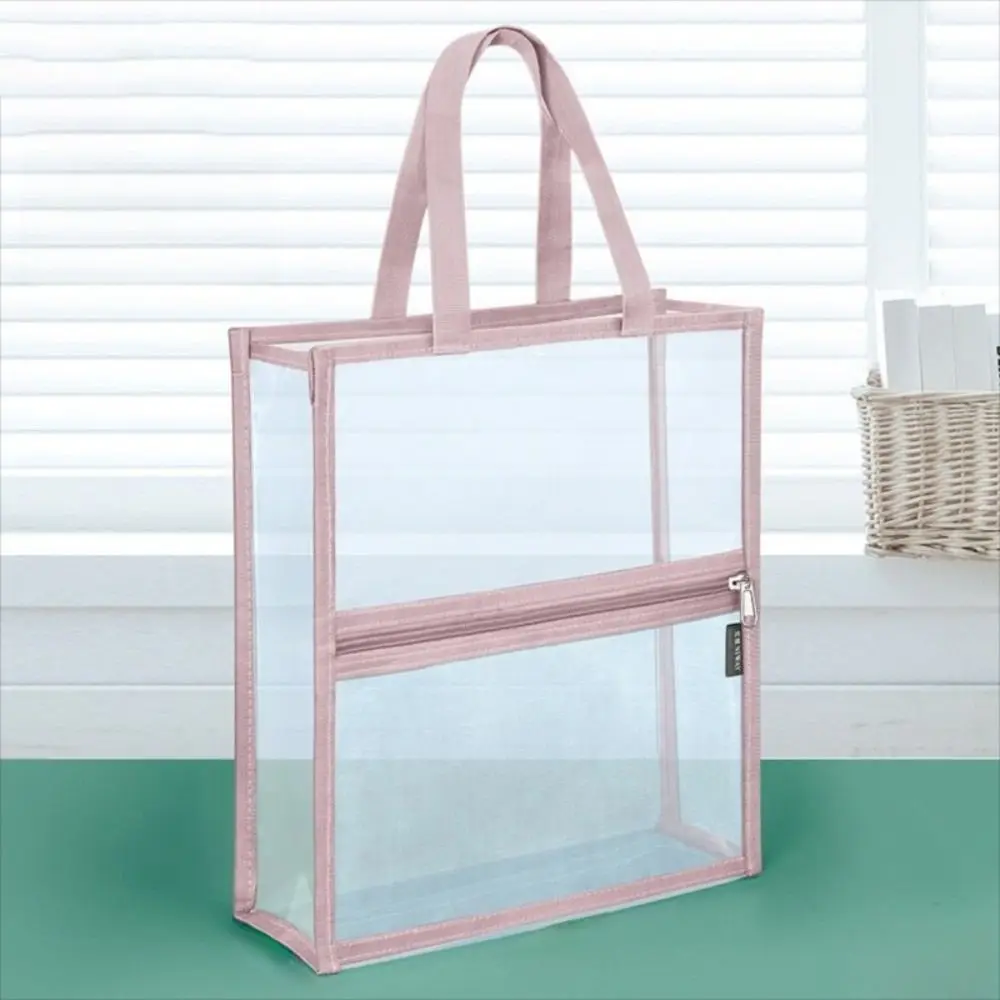 PVC Material Transparent Pencil Case Waterproof Simple Design Double Layer Document Bag Transparent High Aesthetic Value