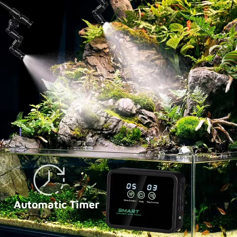 Intelligent Reptile Fogger Electronic Humidifier Timer Automatic Mist System Kit Greenhouse Garden Irrigation Rainforest Spray