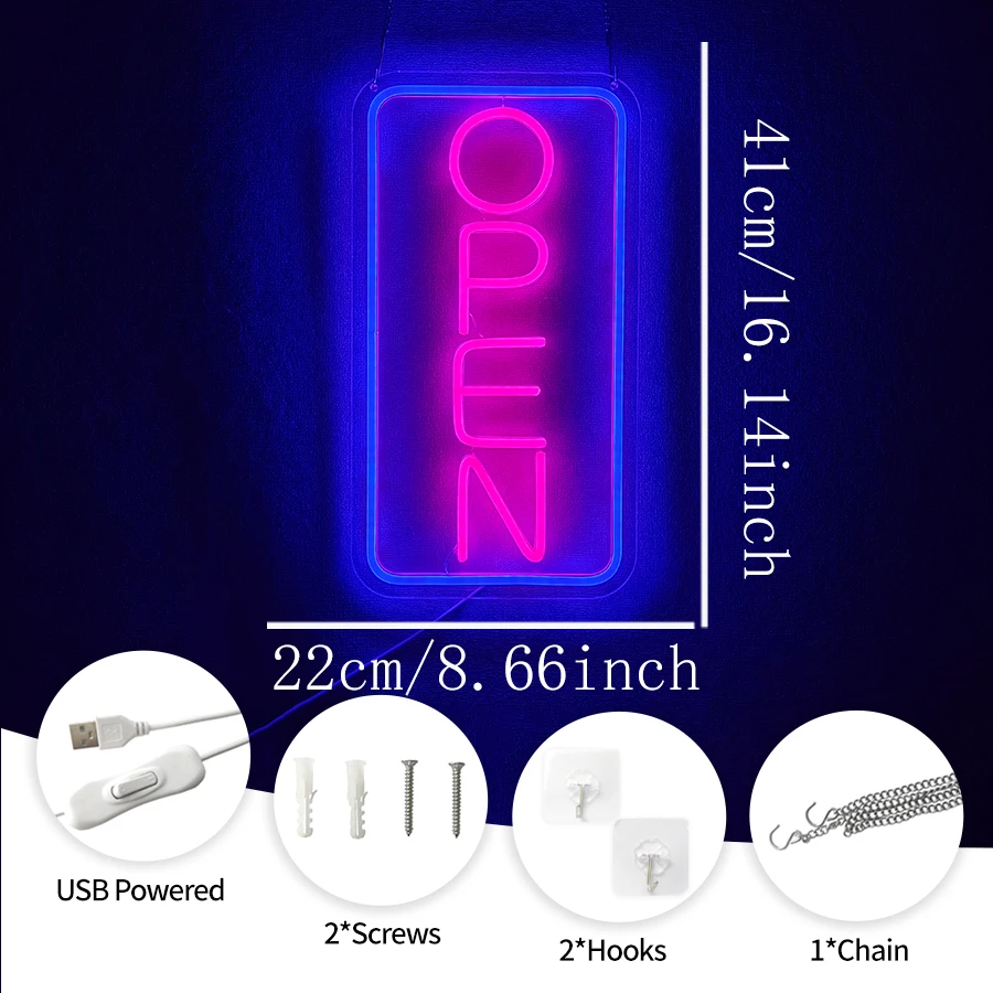 Open Led Neon Sign, Used For Wall Business Wall Lamp, Bar Restaurant Convenience Store Cafe Club Beauty Salon Decor, Usb Powered