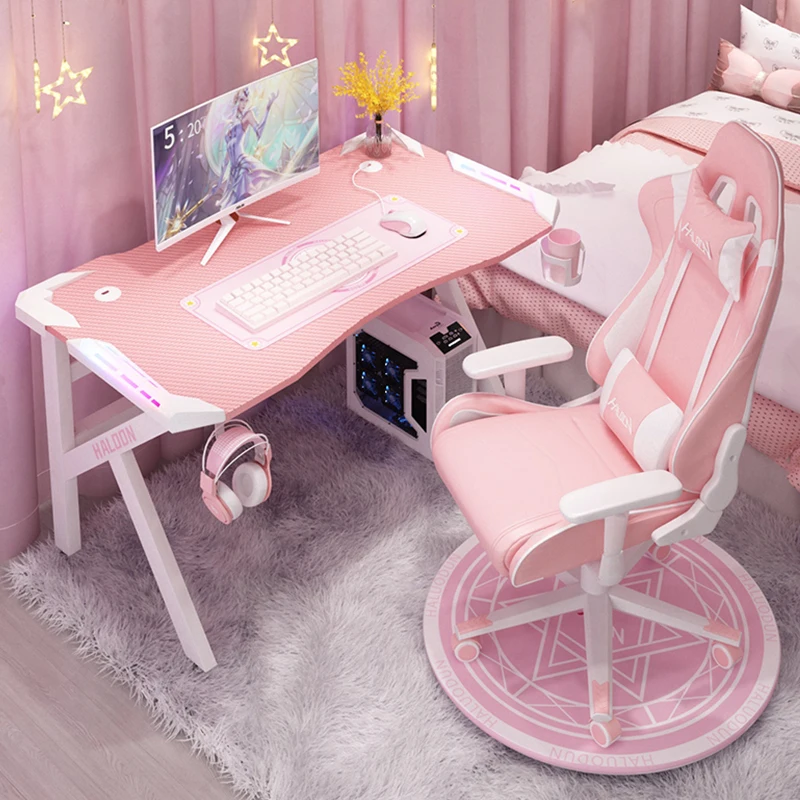 120x60x75cm Pink K Game Table with Armor Light Computer Desk Home Desktop Table Office Desk Gaming Table Useful Desk Girls Gift