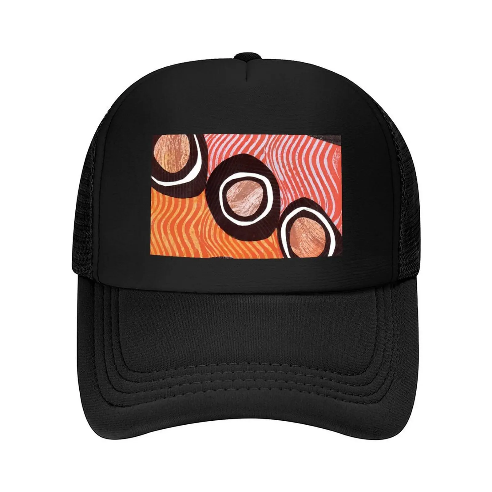 

Funky retro orange print Baseball Cap Icon Male hat Beach Dropshipping Golf Wear Men Women's