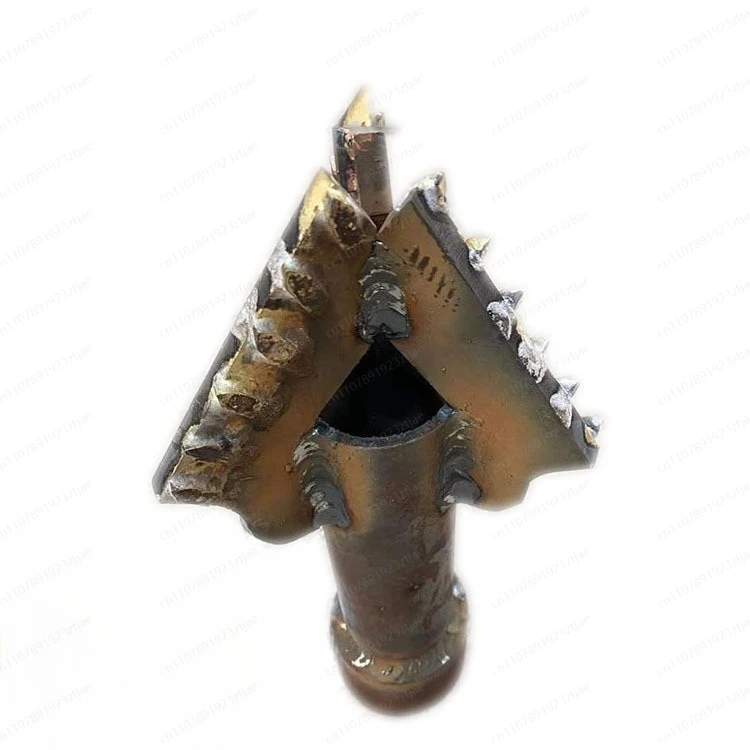 3-Wing Water Well Drill Bit Super Hard Alloy Rock Drill for Electric Rig, 1-Inch Drill Pipe, Tri-Wing Bit for Ground Drilling
