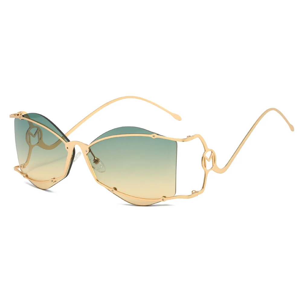

Irregular Metal Sunglasses Unique Design European Hip Hop Style Special Exaggerated Weird Shape Fashion Eyewear Unisex