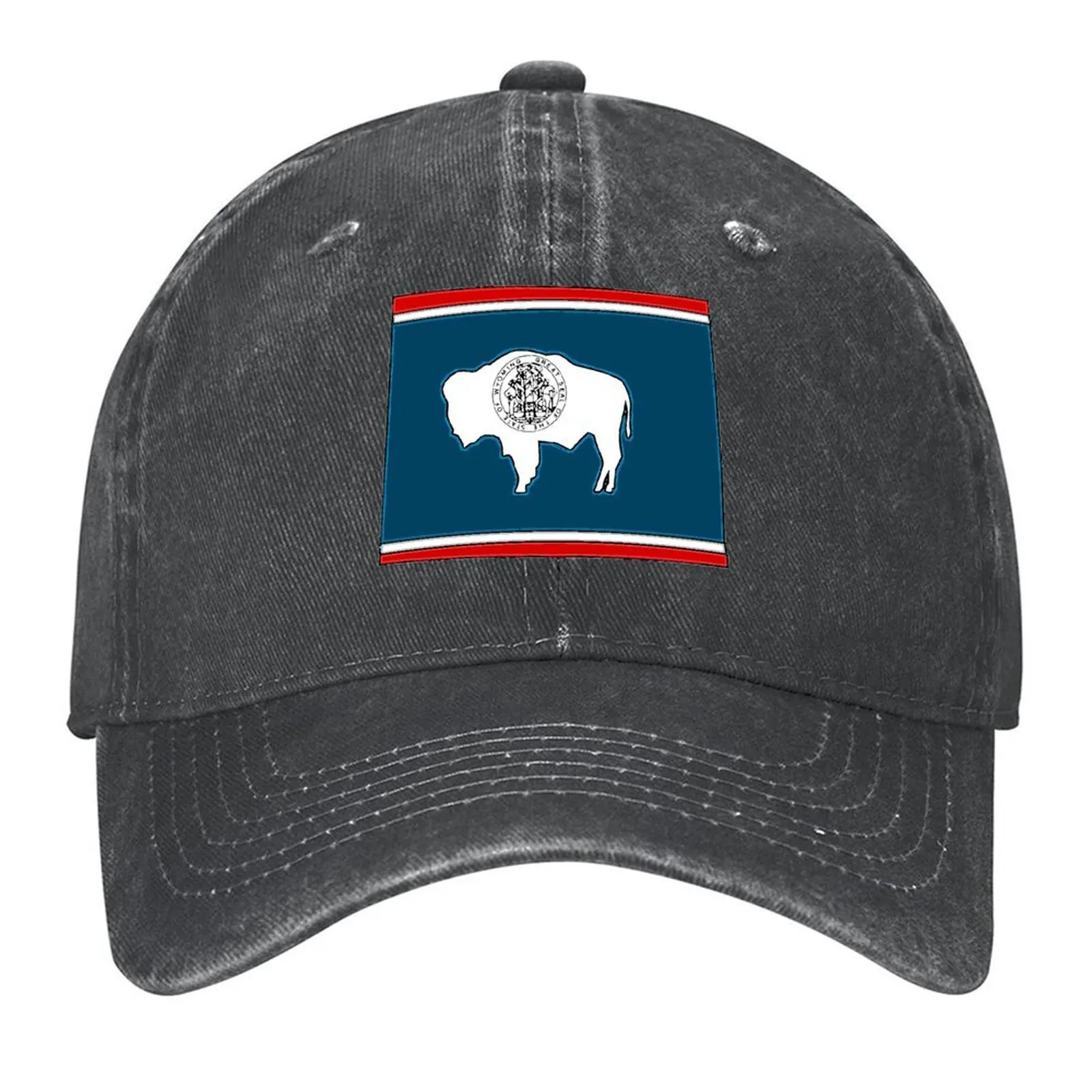 

Wyoming Map With Wyoming State Flag Baseball Cap Hat Luxury Brand Luxury Cap birthday fishing caps man Women's Beach Men's