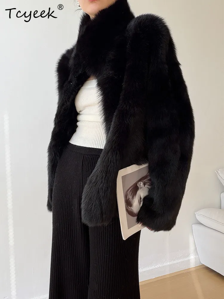 Tcyeek manteau de fourrure de mouton naturel veste en cuir véritable femmes vestes d'hiver chaudes 2025 vêtements de fourrure véritable femme Шуба Ж Döncud