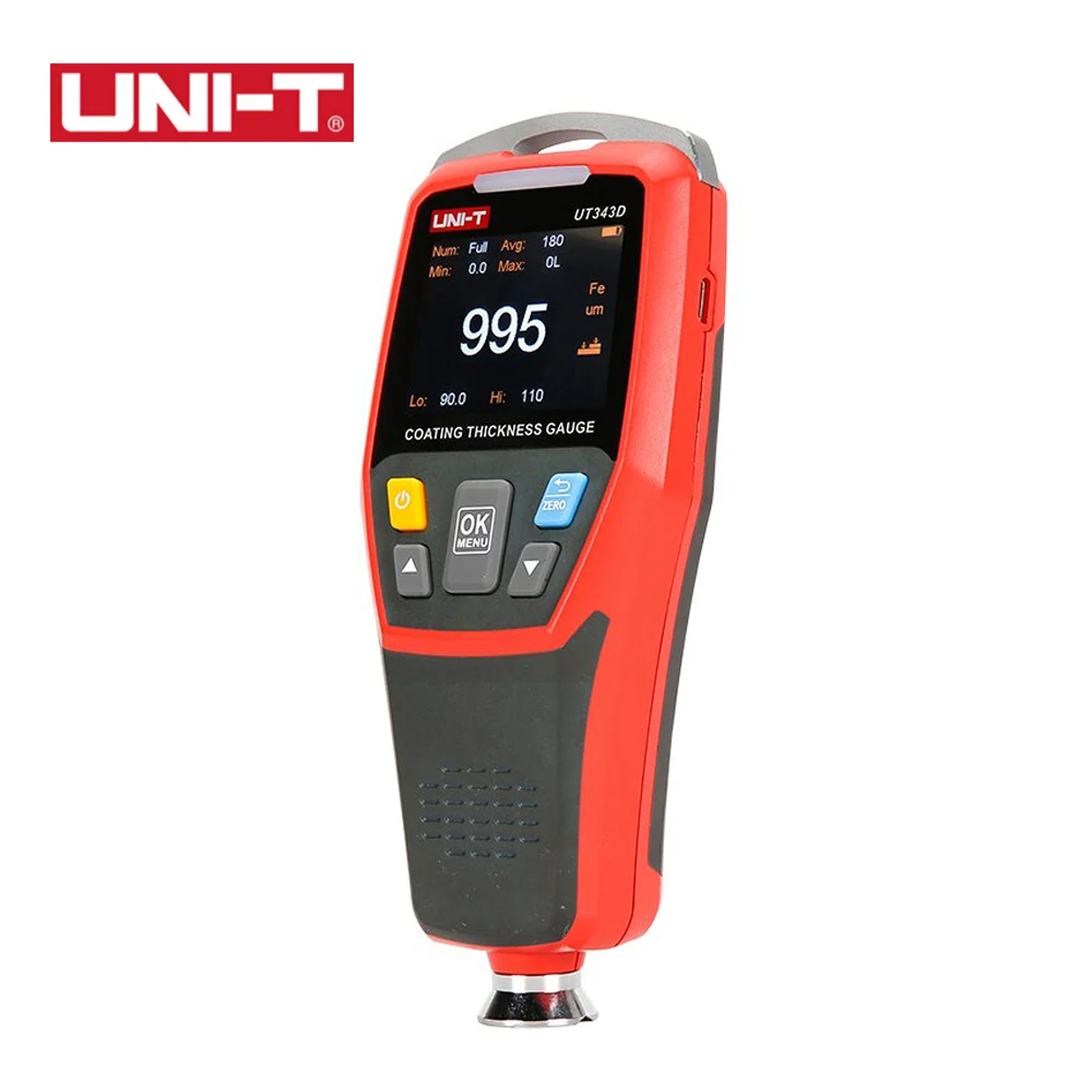 Imagem -04 - Uni-t Medidor de Espessura Digital Coating Tester Range a 1250um com Função de Dados Usb Ut343d 343a 343e