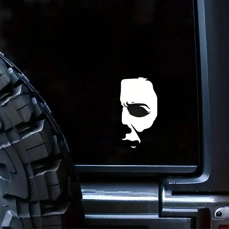 Gruseliger Halbgesichtsaufkleber, wasserfester Vinyl-Aufkleber, gruseliger Halloween-Aufkleber für Auto, LKW, Glas, Laptop