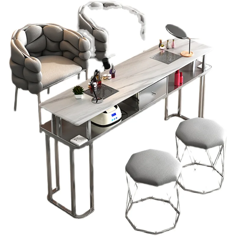 Online celebrity nail table economical table chair set Japanese luxury double nail table.