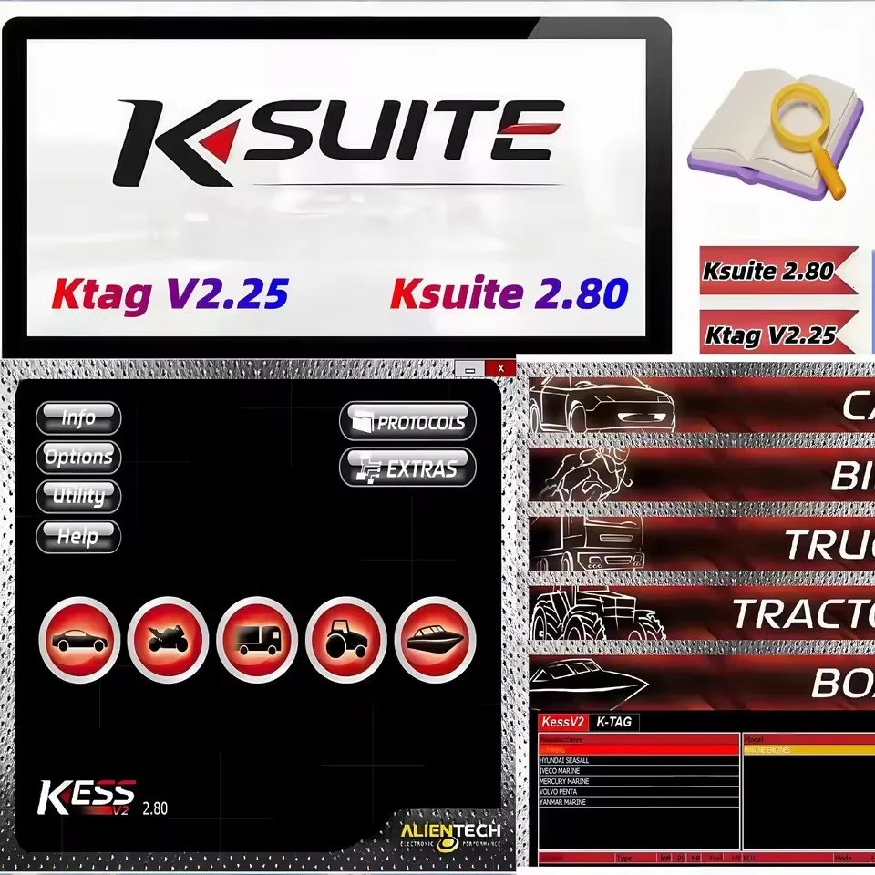 

Software Ktag 2.25 y Ksuite 2.80 para KESS V2 y V5.017 – RSA Error Fix, herramienta de desbloqueo para coche, camión, bicicleta