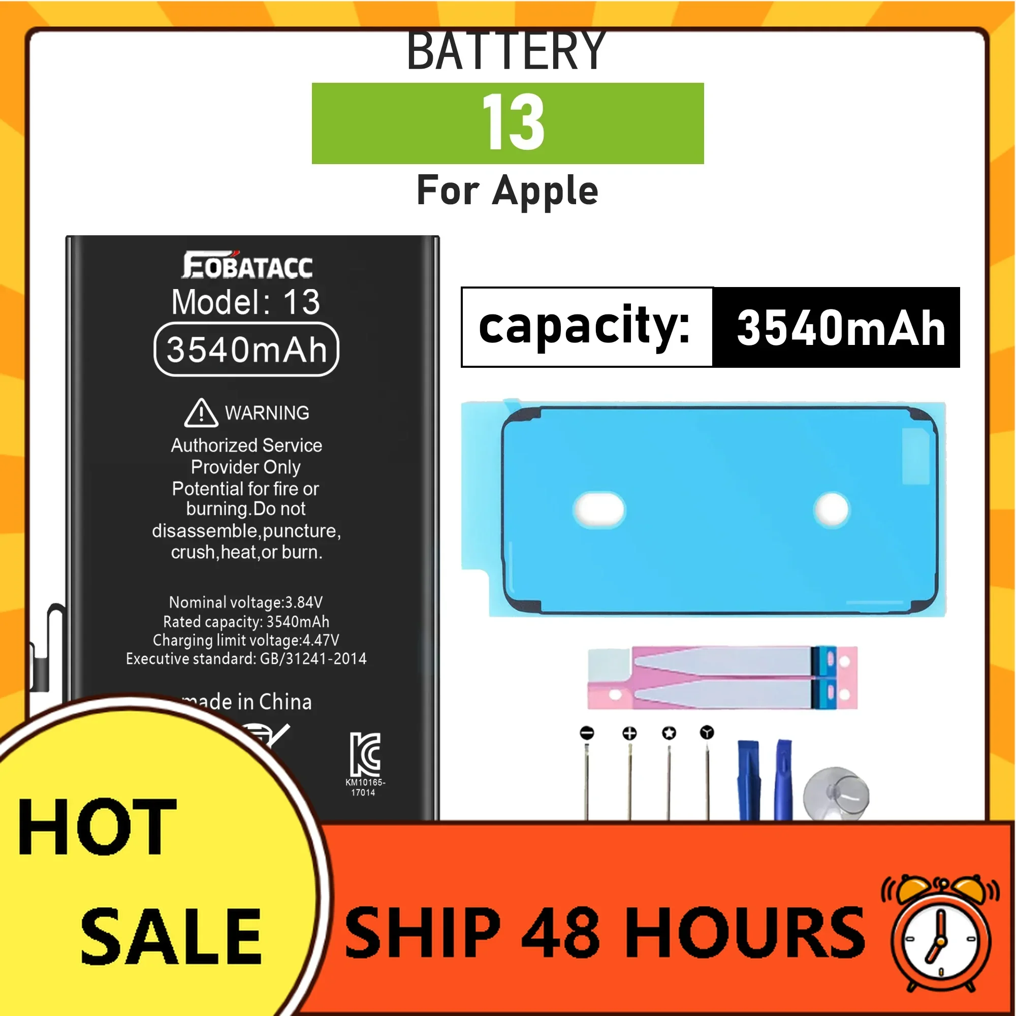 

2025 Years EOTABACC New 100% High Quality Battery For Apple 13 3540mah phone Bateria+ Free Tools