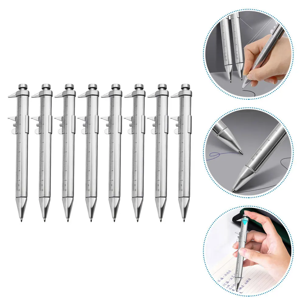 

8Pcs Student Scaled Ballpoint Pen Anticollision Metal Nib Stable Writing Experience Pen Scale Ballpoint Pens Students Stationery